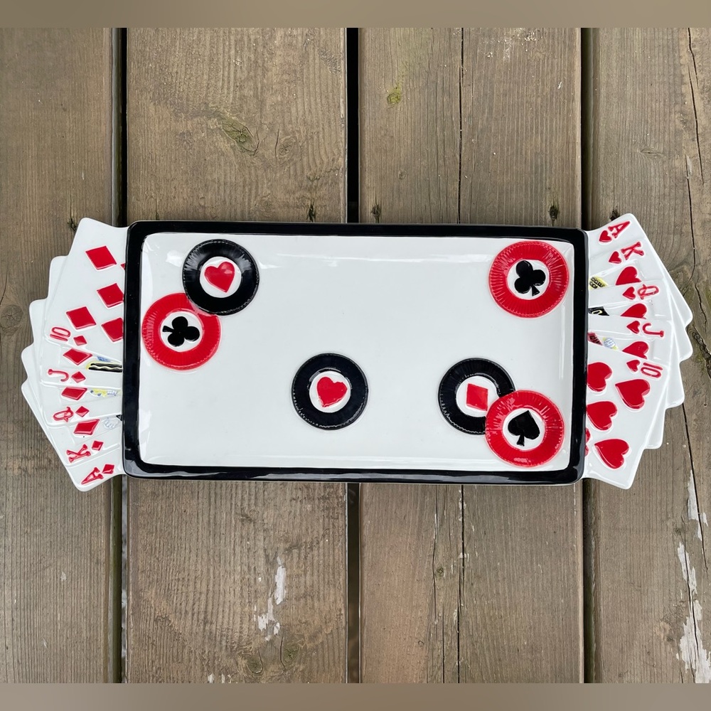 Fitz and Floyd Essentials GAME NIGHT Cards Serving Platter Snack Plate